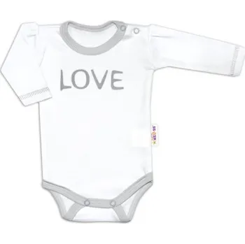 Kojenecký body Body dlouhý rukáv Love - bílé, vel. 56