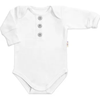 Dětská móda Rostoucí body NATURE, dlouhý rukáv s knoflíčky, bavlna, bílé. 56/62