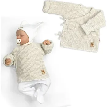 Dětská móda Kojenecký svetřík, rostoucí, na zavazování na boku - sv. béžová, písková