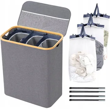 Koš na prádlo BRIAN & DANY Koš na prádlo 3 komory skládací voděodolný 145L šedý