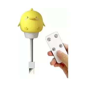 Noční světlo USB noční lampička Duck, 3 režimy svícení, ovladač, časovač, žlutá