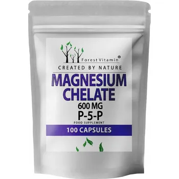 Hořčík chelátovaný 100 kapslí CHELAT + vitamín B6 P5P srdce scvrkává paměť