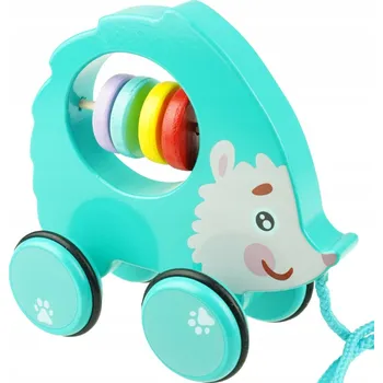 Dřevěná hračka Ježek na tahání na provázku, dřevěná hračka