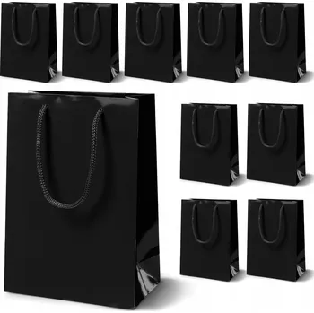 Dárková taška LAMINÁTOVÉ DÁRKOVÉ TAŠKY 17x7x21 cm ČERNÉ 190 GSM DÁRKOVÉ 10 ks