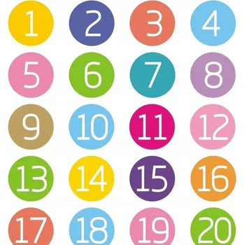 samolepka BAREVNÉ Samolepky Číselné PVC Samolepící 5cm 1-20