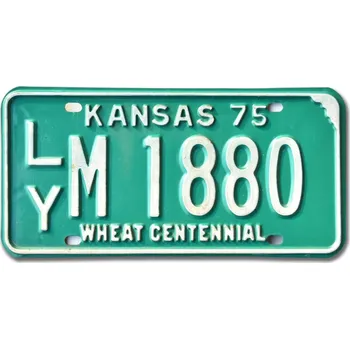 Plechová cedule Americká SPZ Kansas 1975 Green LYM 1880
