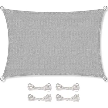 Slunečník Sluneční plachta CelinaSun včetně upevňovacích lan HDPE Basic Rectangle 2 x 4 m světle šedá,