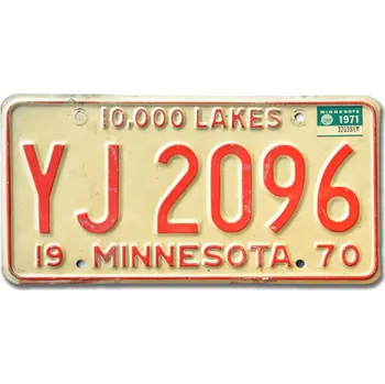 Plechová cedule Americká SPZ Minnesota 1970 Lakes YJ 2096