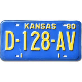 Plechová cedule Americká SPZ Kansas 1980 Blue D-128-AV