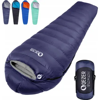 Spacák QEZER Zimní péřový spacák Outdoor 0°C až -23°C Modrý