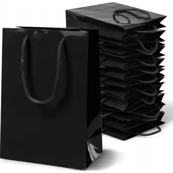 Nákupní taška LAMINÁTOVÉ DÁRKOVÉ TAŠKY 17x7x21 cm ČERNÉ 190 GSM PAPÍROVÉ TAŠKY