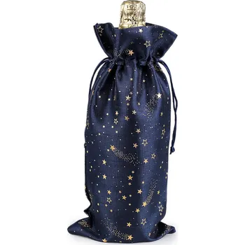 Vánoční dárkový pytlík na láhev 15x33 cm, malé, 3 modrá tmavá