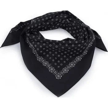 Šátek Bavlněný šátek drobné květy 70x70 cm, malé, 3 černá bílá