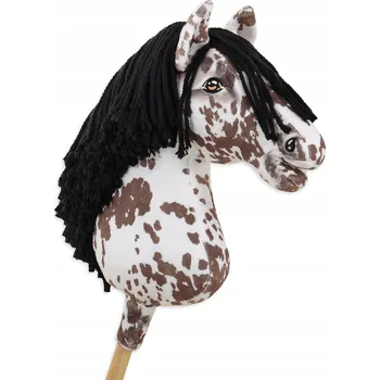 Hobby horsing Hobby Horse Velký kůň na tyči Premium - tarantovaný bílo-hnědý s černou hřívou