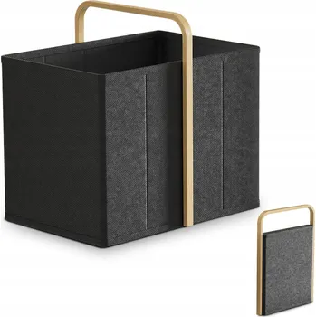 Koš na prádlo VIREON Skládací koš na prádlo 65L z bambusu černý do ložnice koupelny