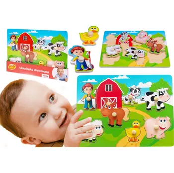 Dřevěná hračka Smily Play 5dílné Puzzle Dřevěná vozidla