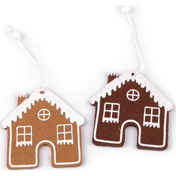 Vánoční dekorace Vánoční perníčky k zavěšení filc, střední, 3 hnědá přírodní domeček