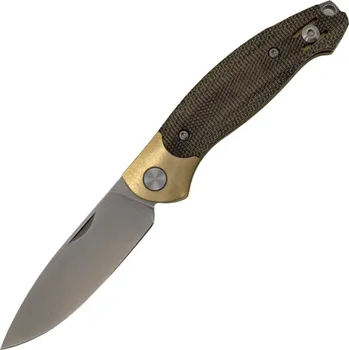 kapesní nůž Giant Mouse ACE Farley V2 Mosazná záštita / Zelená Micarta / Stonewash ELMAX