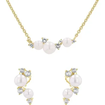 Souprava šperků Sada stříbrných šperků s perlami a bílými topazy Perlie