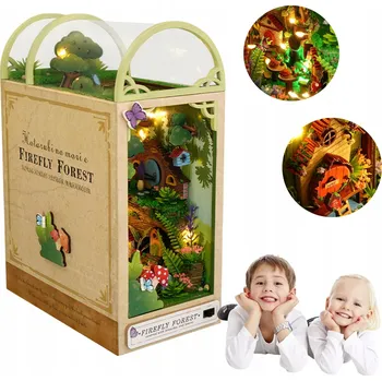 Doplněk pro panenku DIY BOOK NOOK DOMEČEK PRO PANENKY SADA MINIATURNÍ NÁBYTEK S LED PRO DĚTI