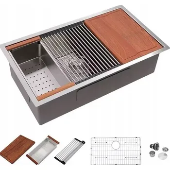 Obraz Dřez Ocelové Závěsné Stříbrné Inox 75 cm Multifunkční Příslušenství Premium