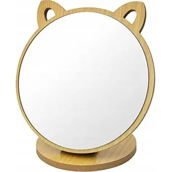 Zrcadlo DEANKEJI Zrcadlo s dřevěnou základnou a kočičími oušky