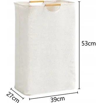 Koš na prádlo FOUSENUK Koš na prádlo skládací pletený bílý s úchyty 39×53×27 cm