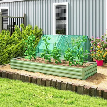 Vyvýšený záhon Ocelový vyvýšený záhon, 241 x 90,5 x 30 cm | zelený
