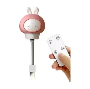 Noční světlo USB noční lampička Bunny, 3 režimy svícení, ovladač, časovač, bílá