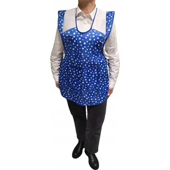 Kuchyňská zástěra STYLOVÁ NYLONOVÁ ZÁSTĚRA VÁZACÍ DÁMSKÁ MODRÁ S TEČKAMI