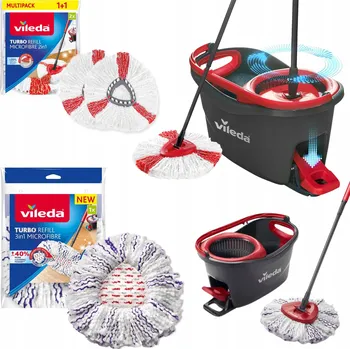 mop Rotační mop Vileda s kbelíkem, sada 3v1 Turbo + 3x vložka do mopu z mikrovlákna