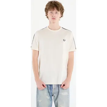 Pánské oblečení Tričko FRED PERRY Contrast Tape Ringer T-Shirt Ecru/ Burntobacco L