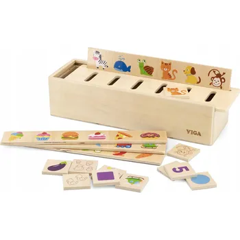 Dřevěná hračka VIGA Dřevěná krabička třídič stavebnice obrázky