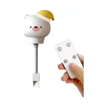 Noční světlo USB noční lampička Bear, 3 režimy svícení, ovladač, časovač, bílá