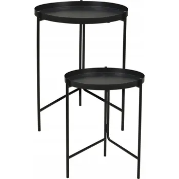 Konferenční stolek KONFERENČNÍ STOLEK KULATÝ ČERNÝ KOVOVÝ SET STOLKŮ DO OBÝVACÍHO POKOJE 2 KS