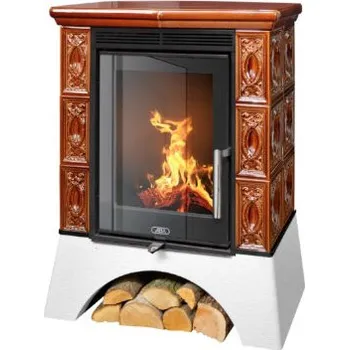 Krbová kamna ABX Helvetia Exklusive bílý sokl hnědá