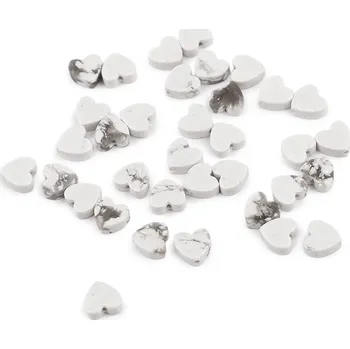 Korálek Minerální a skleněné korálky srdce Ø6 mm, střední, 1 bílá minerál