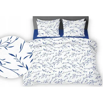 Povlečení Krepové povlečení 140x200 bílá, tmavě modrá, čajové lístky