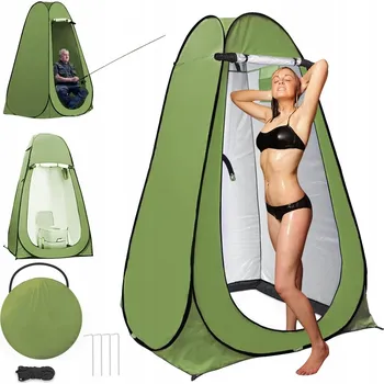 Stan Kempingový sprchový stan pro jednu osobu, olivově zelený se stříbrným povrchem