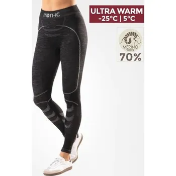 Dámské legíny Iron-ic Dámské Ultra warm funkční legíny s MERINO vlnou Barva: Black/Grey, Velikost: S/M