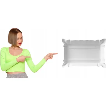 Jednorázové nádobí Papírové tácky 14x20 cm 100 ks na jedno použití bílé obdélníkové ekologické