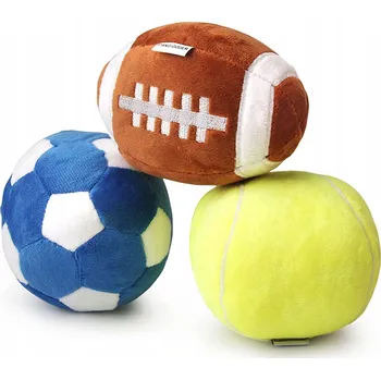 Hračka pro psa Sada 3 plyšových hraček pro psa, ragbyový Míček na tenis