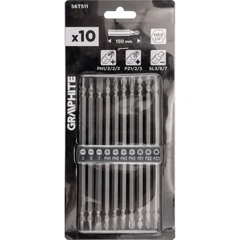 Bit Sada dlouhých oboustranných šroubovákových bitů 10 ks 56T511 GRAPHITE