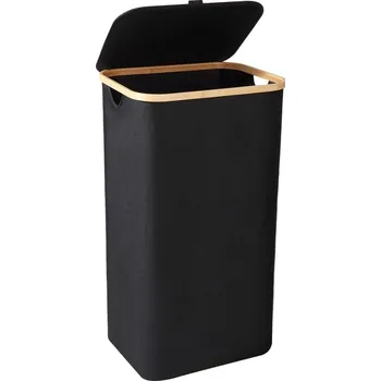 Koš na prádlo LANNVAN Koš na prádlo 100L Černý s víkem a vyjímatelným vakem