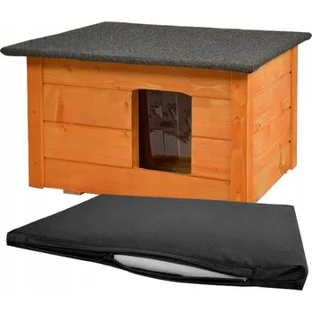 Pelíšek pro psa Zateplená bouda pro malého psa, kočku, dřevěná pelíšek, nepromokavá hnědá 49 cm