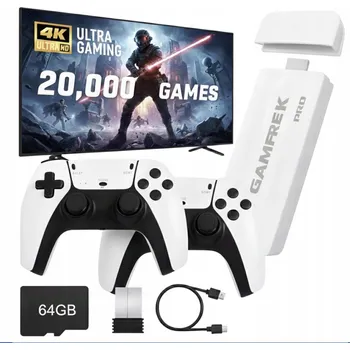 Herní konzole RETRO HERNÍ KONZOLE HDMI S 20000 HRY, 15 EMULÁTORY, 2 OVLADAČE, 64 GB PL