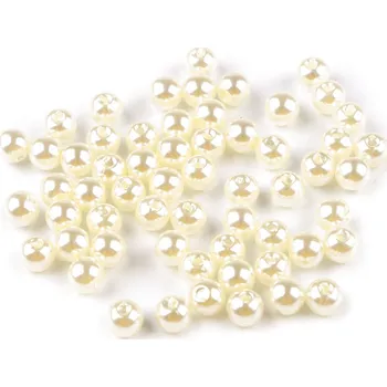 Dětské navlékací korálky Plastové voskové korálky / perly Glance Ø6 mm, velké, F61 perlová