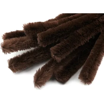 Chlupaté drátky na tvoření Ø15 mm délka 30 cm, malé, 9 hnědá