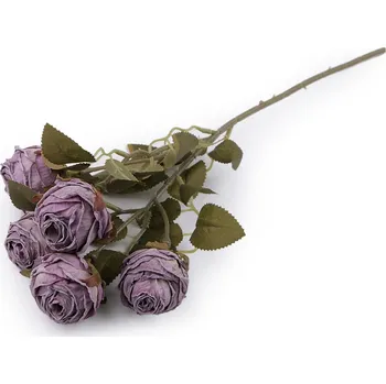 umělá květina Umělá kytice růže vintage, střední, 10 levandulová