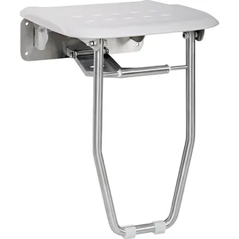 Bemeta Design Sprchové sedátko, sklopné, s nohou, nerez, bílý plast - 205125035